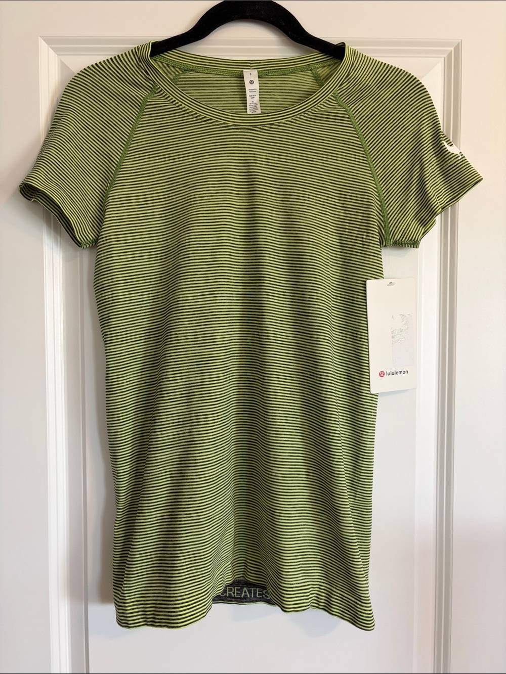 NWT Lululemon Swiftly Tech Short Sleeve 2.0 Size 8 - Lime Green Stripe